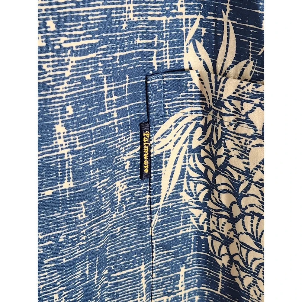 Palmwave Hawaii 100% Cotton Blue Mens Pineapple Floral Short Sleeve Shirt XL - Picture 7 of 7